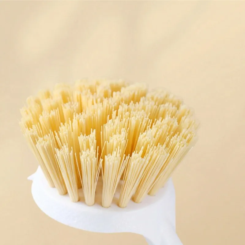 Long-handled kitchen pot brush, household dish brush with plastic handle for cleaning stovetops White-5