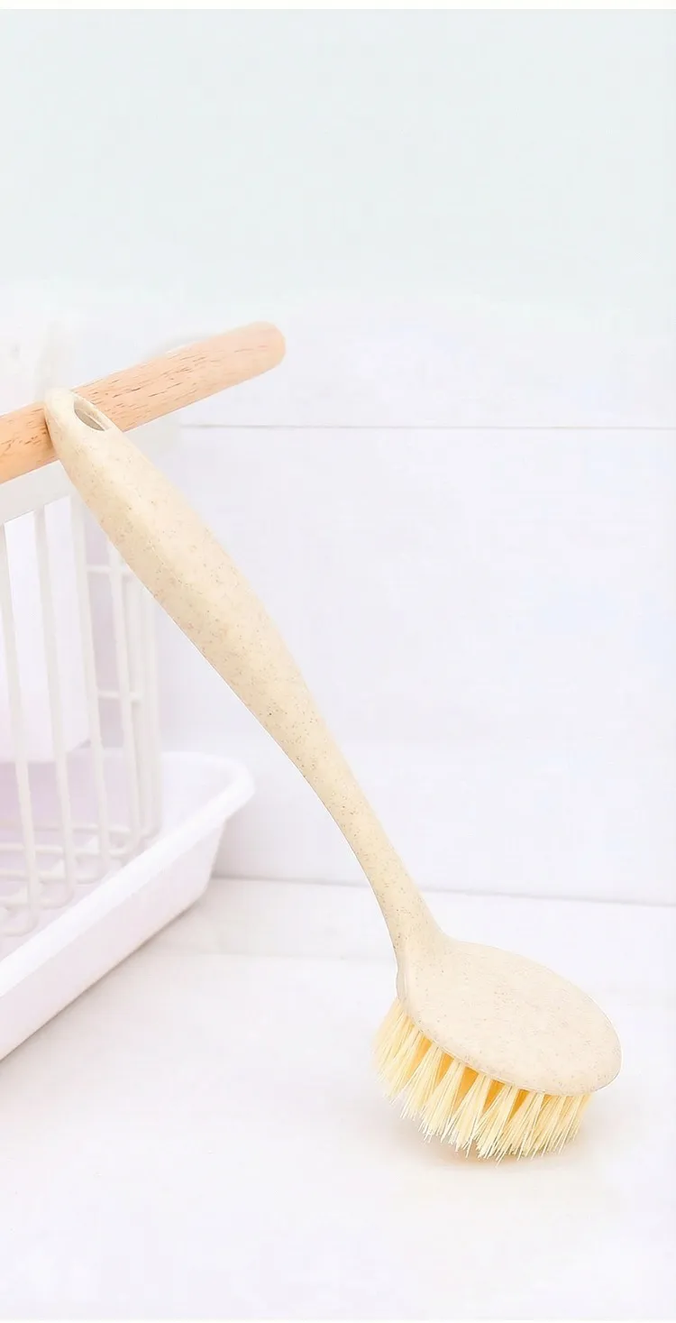 Long-handled pot brush for household kitchen sinks and stovetops, multi-functional cleaning brush for removing stains. White-2