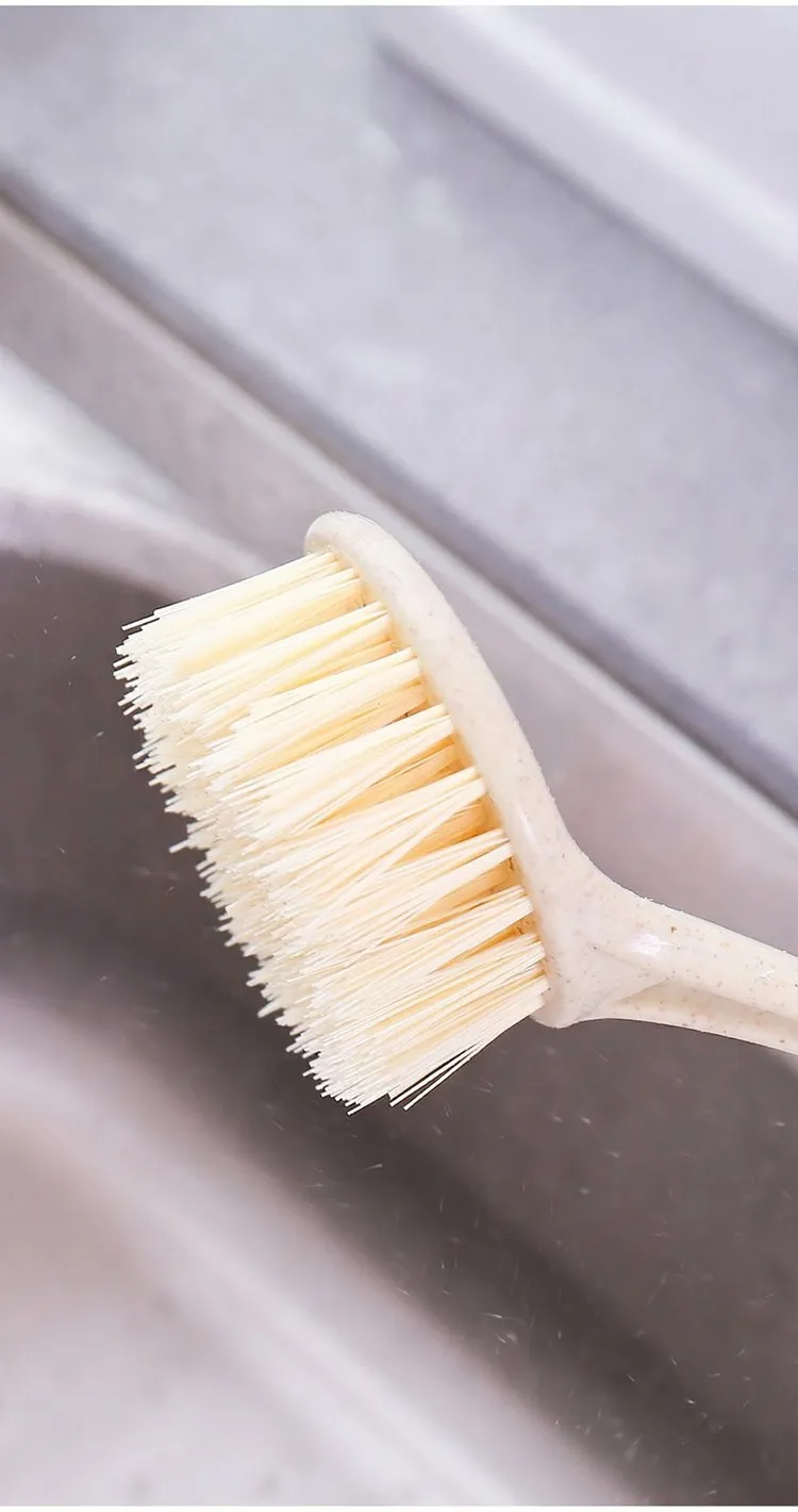 Long-handled pot brush for household kitchen sinks and stovetops, multi-functional cleaning brush for removing stains. White-3