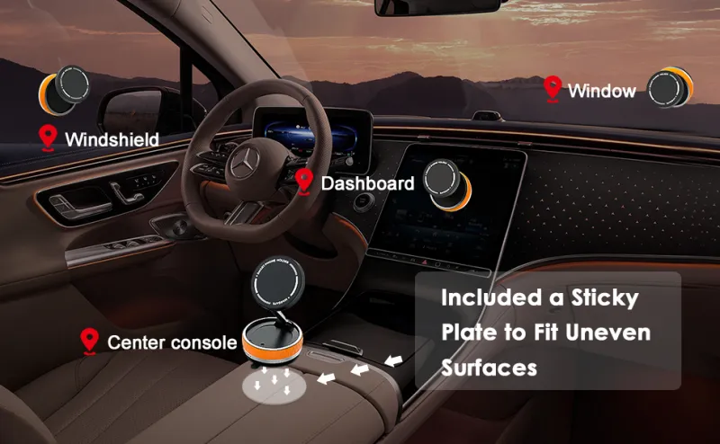 Magnetic Car Phone Mount, Strong Vacuum Suction & 360° Adjustable Holder Orange-1