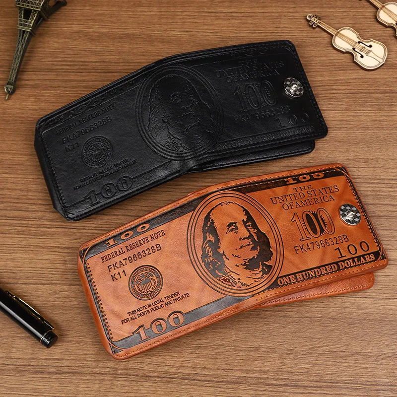 Men Us Dollar Bill Wallet Billfold Leather Credit Card Photo Holder Bronze-3
