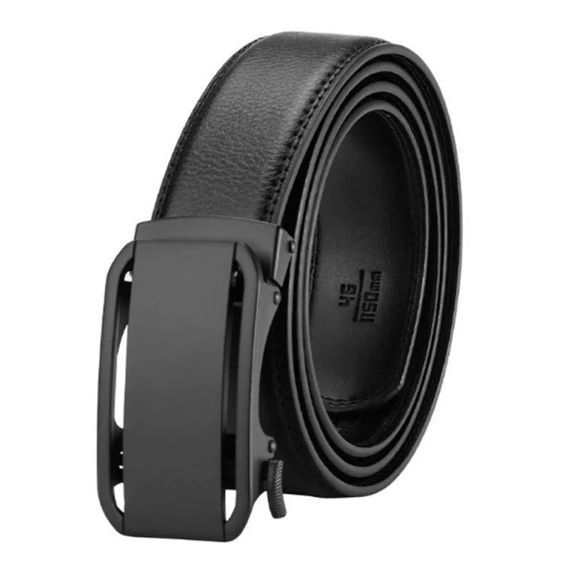 Luxury Mens Automatic Leather Belt - Sleek No-Hole Ratchet Waistband