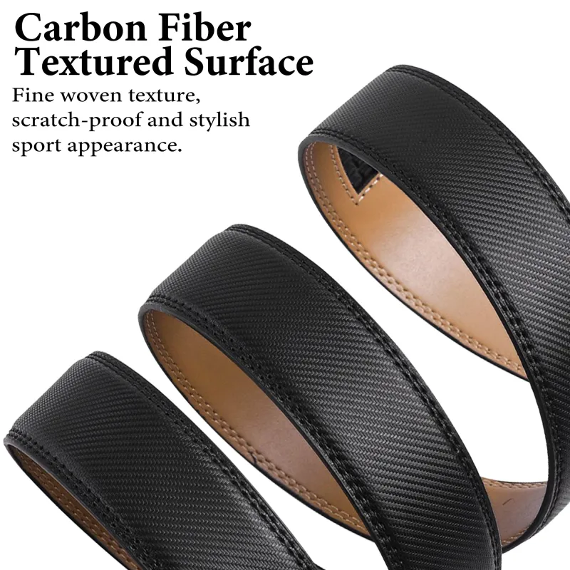 Professional Mens Leather Belt - High-Quality Black Auto-Lock Ratchet Strap Black-3
