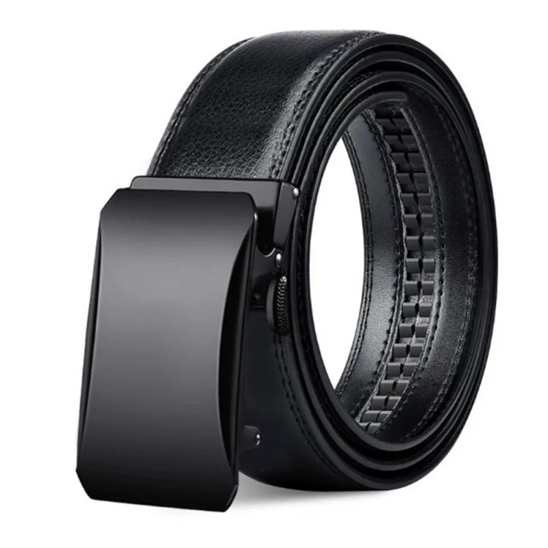 Mens Elite Genuine Leather Belt - Sophisticated Black Slide Lock Design