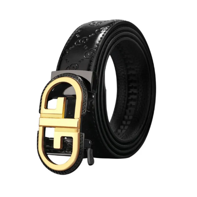 Executive Mens Leather Belt - Premium Black Ratchet No-Hole Professional ap