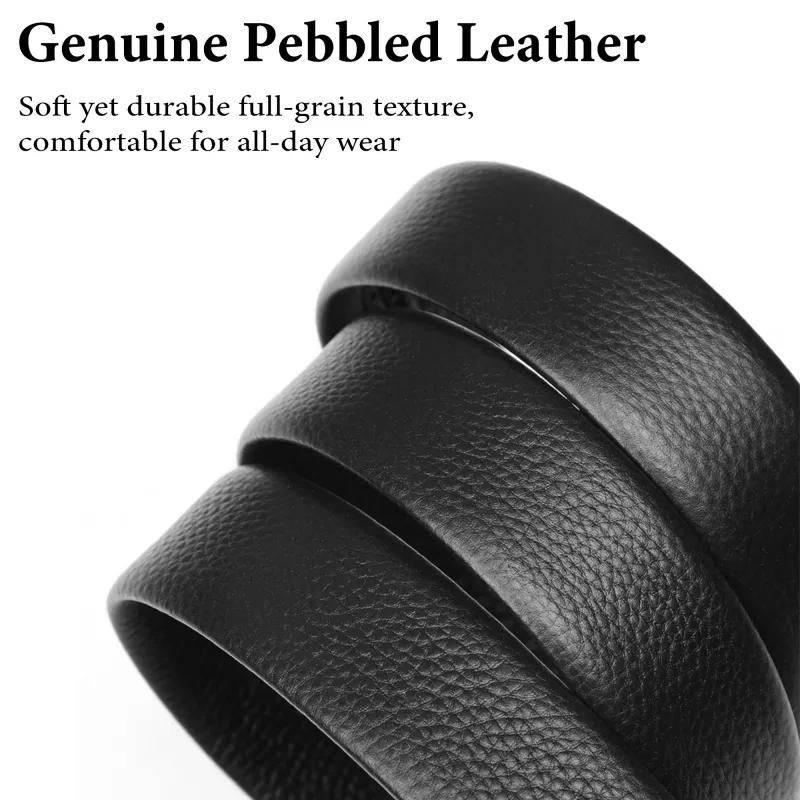 Luxury Top-Grain Leather Belt for Men - Elite Ratchet Auto-Lock Design Black-3