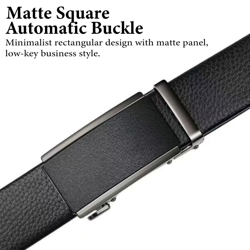 Elite Top-Grain Leather Reversible Belt - Sleek Black Ratchet Professional Design Black-2