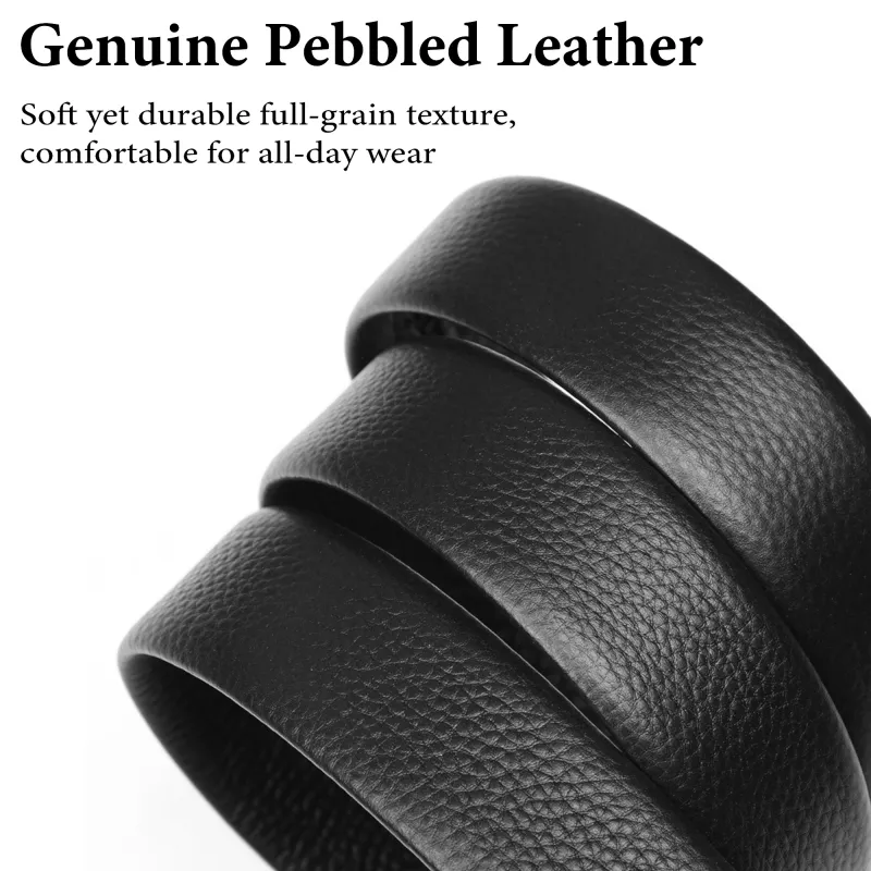 Elite Top-Grain Leather Reversible Belt - Sleek Black Ratchet Professional Design Black-3