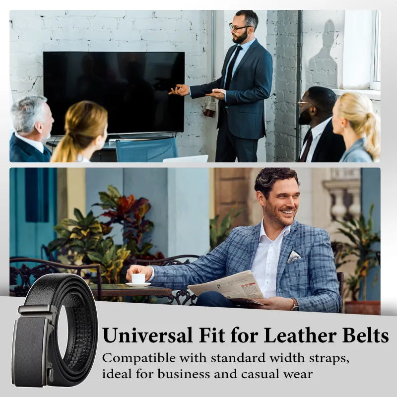 Elite Top-Grain Leather Reversible Belt - Sleek Black Ratchet Professional Design Black-5