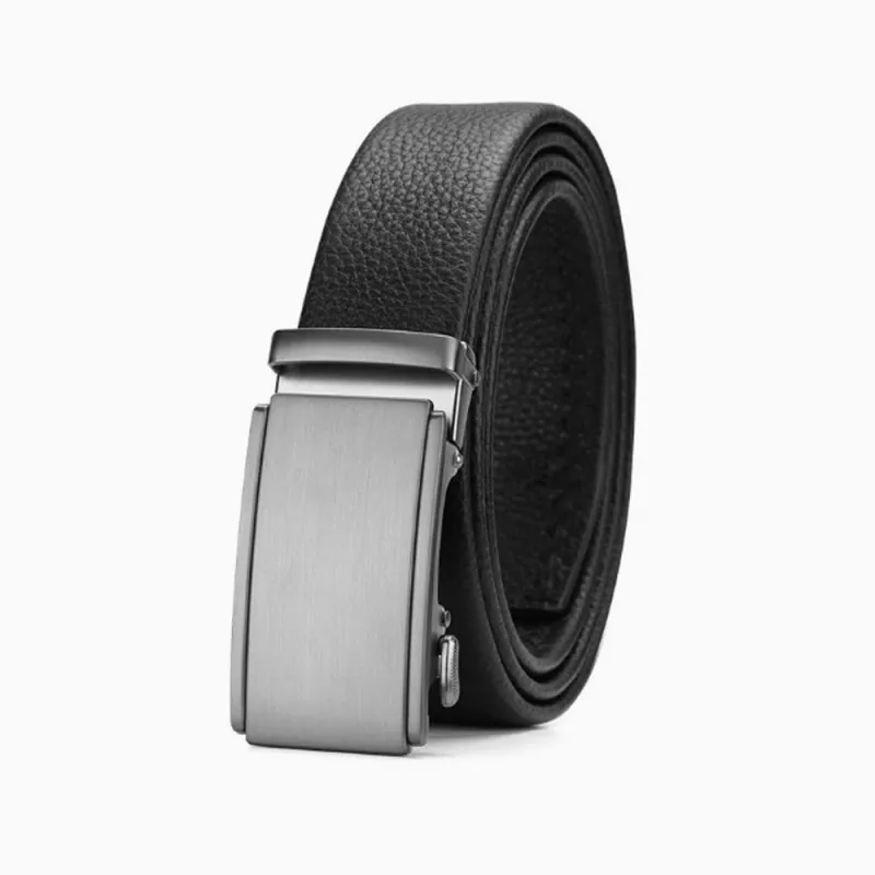 Mens Top-Grain Reversible Leather Belt - Modern Auto-Lock Buckle No-Hole Fit