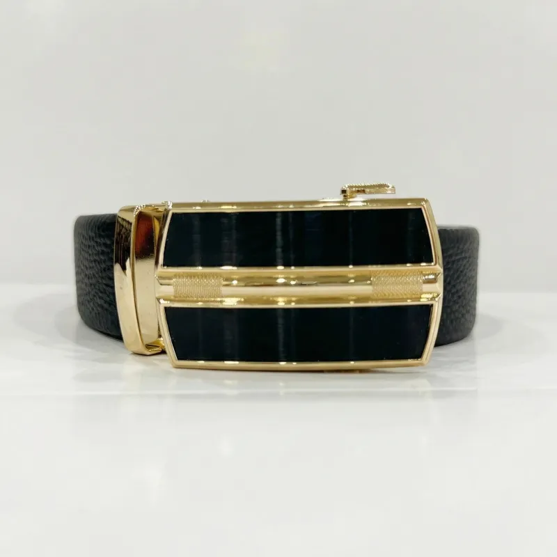 Premium Reversible Top-Grain Leather Belt - Elegant Black Click-to-Lock Design