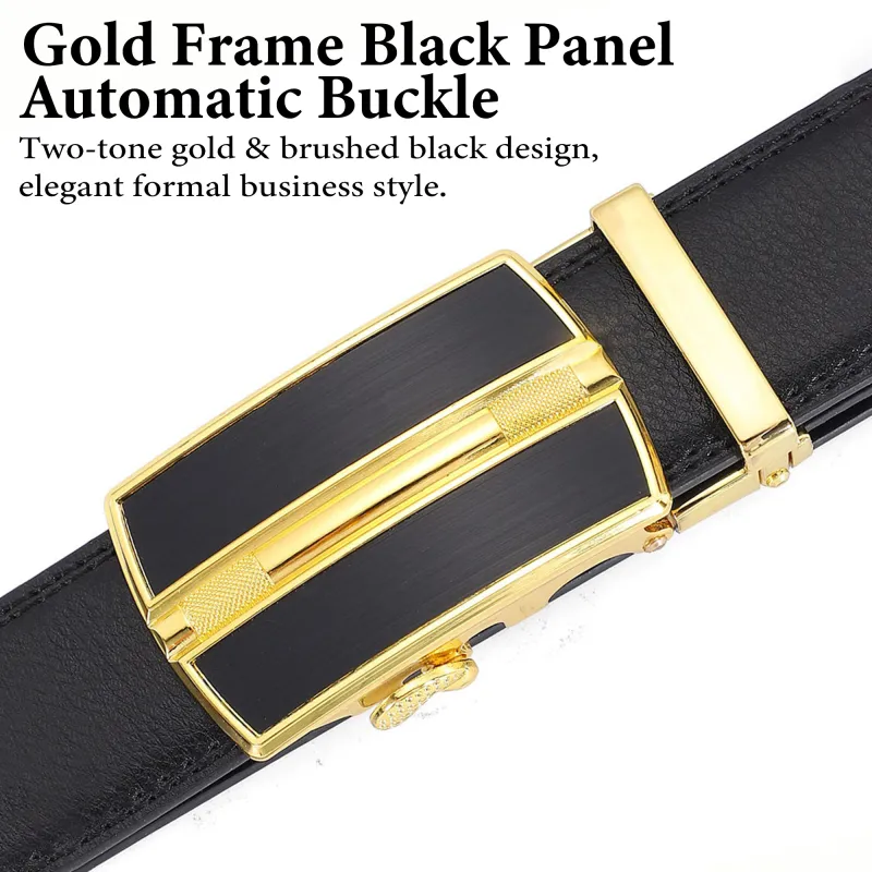Premium Reversible Top-Grain Leather Belt - Elegant Black Click-to-Lock Design Black-2