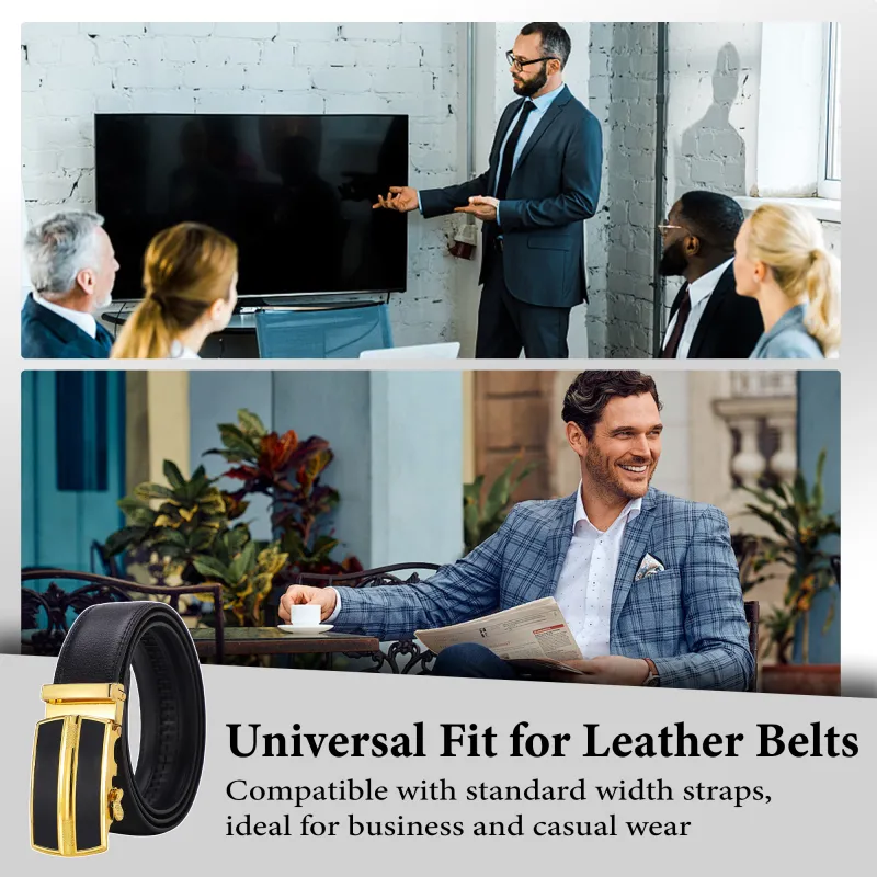 Premium Reversible Top-Grain Leather Belt - Elegant Black Click-to-Lock Design Black-5