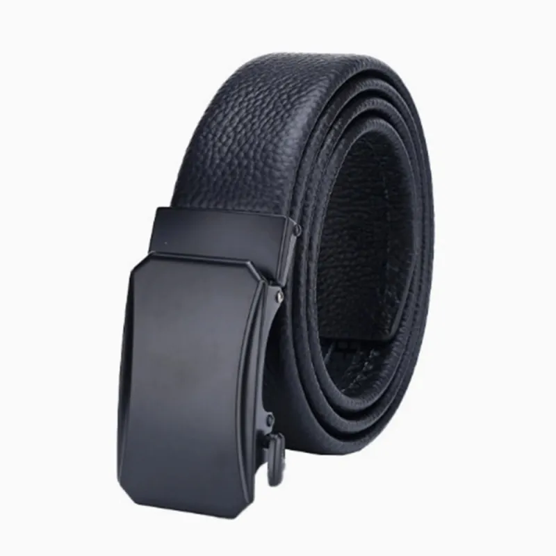 Mens Elite Reversible Leather Belt - High-End Top-Grain Black Auto-Lock Design