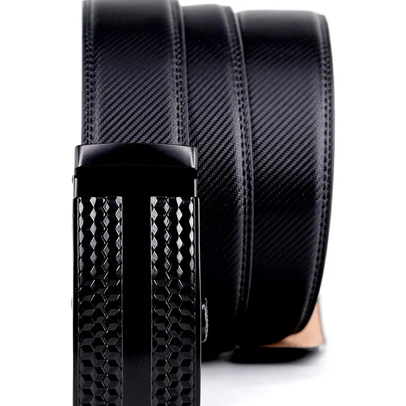 Ultimate Mens Top-Grain Reversible Belt - Black Professional Ratchet No-Hole Design Black-3