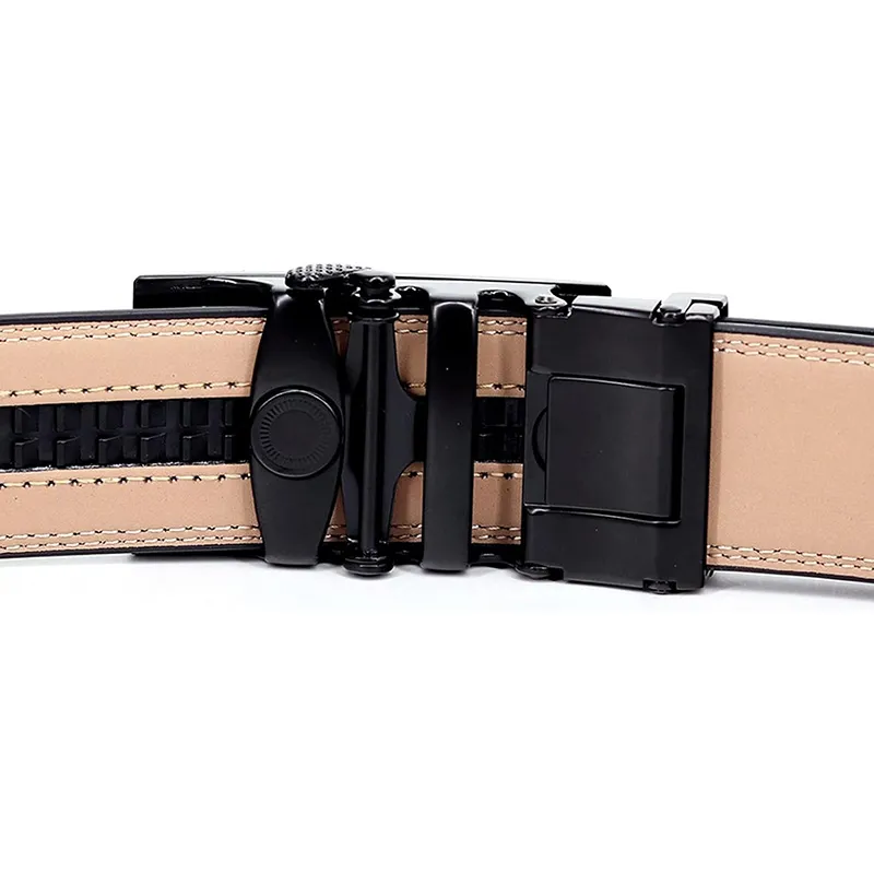 Ultimate Mens Top-Grain Reversible Belt - Black Professional Ratchet No-Hole Design Black-4