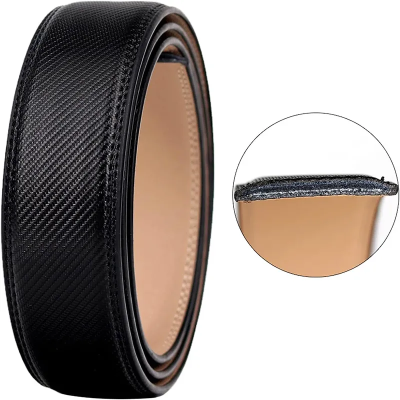 Ultimate Mens Top-Grain Reversible Belt - Black Professional Ratchet No-Hole Design Black-5