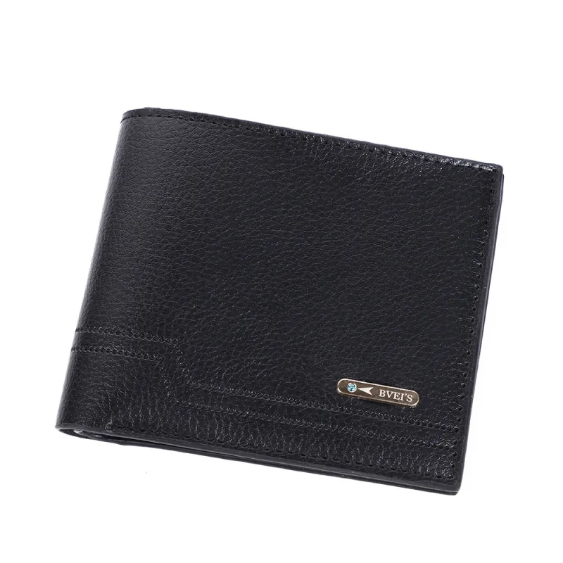 VoVoDeal Elite Slim Leather Wallet for Men - Classic Black RFID Bifold Purse