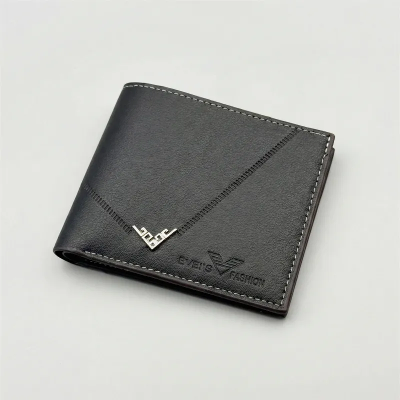 VoVoDeal L11 Slim Bifold Wallet - Premium Textured Vegan Leather for Men Black 