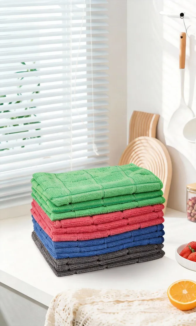 Microfiber Cleaning Cloths, 5 pcs 30x40cms 280GSM Multi-Color Highly Absorbent, Lint and Streak Free for Car, Window, Stainless Steel. Mixed-2