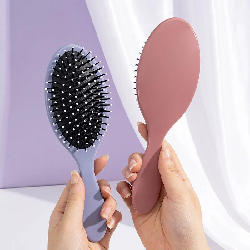 Morandi-style oval massage air-cushion comb, portable, adds volume to the crown, detangles hair smoothly Pink S-3