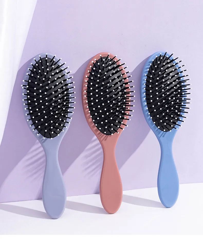 Morandi-style oval massage air-cushion comb, portable, adds volume to the crown, detangles hair smoothly Pink S-5