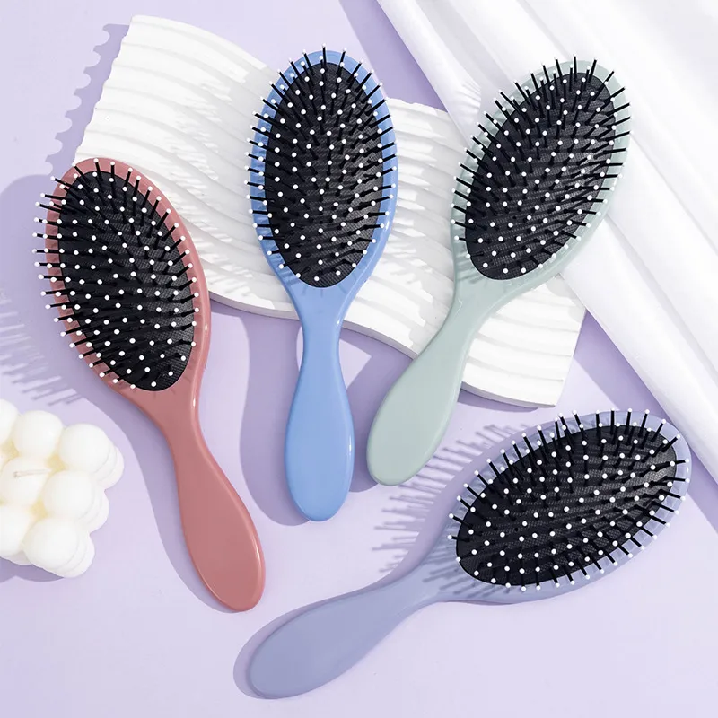 Morandi-style oval massage air-cushion comb, portable, adds volume to the crown, detangles hair smoothly Green S-2