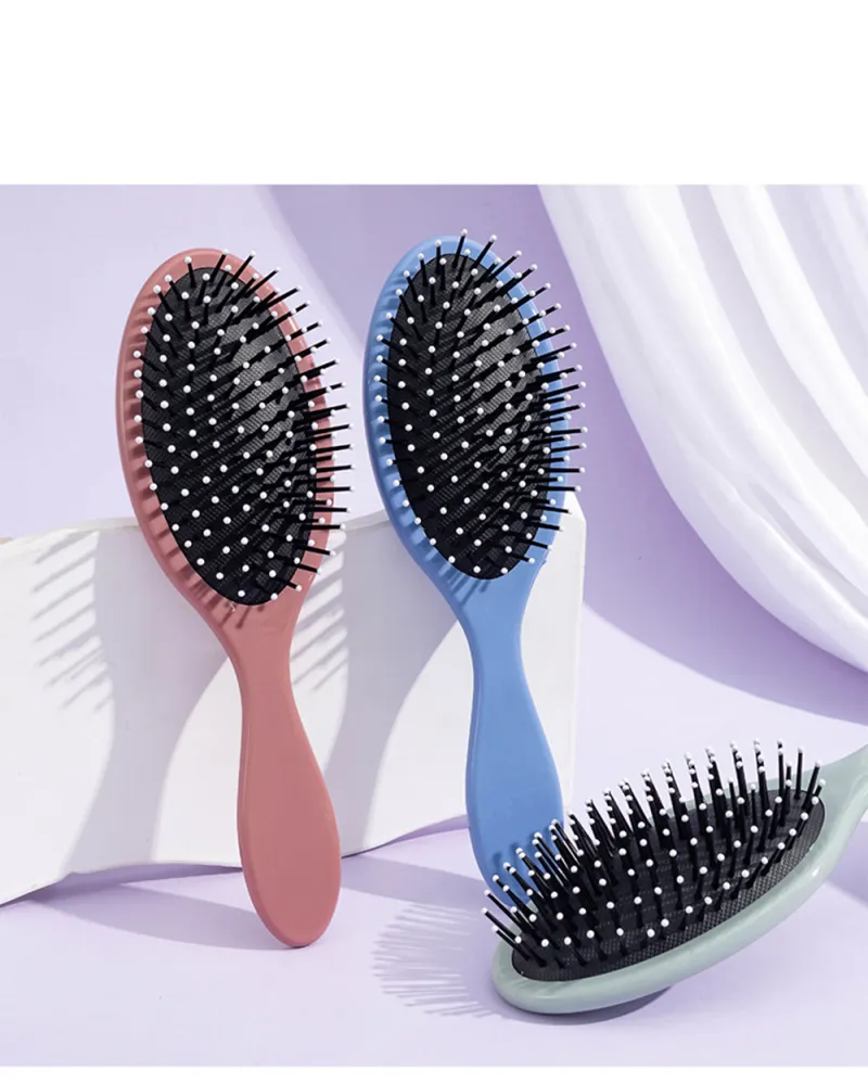 Morandi-style oval massage air-cushion comb, portable, adds volume to the crown, detangles hair smoothly Green S-1