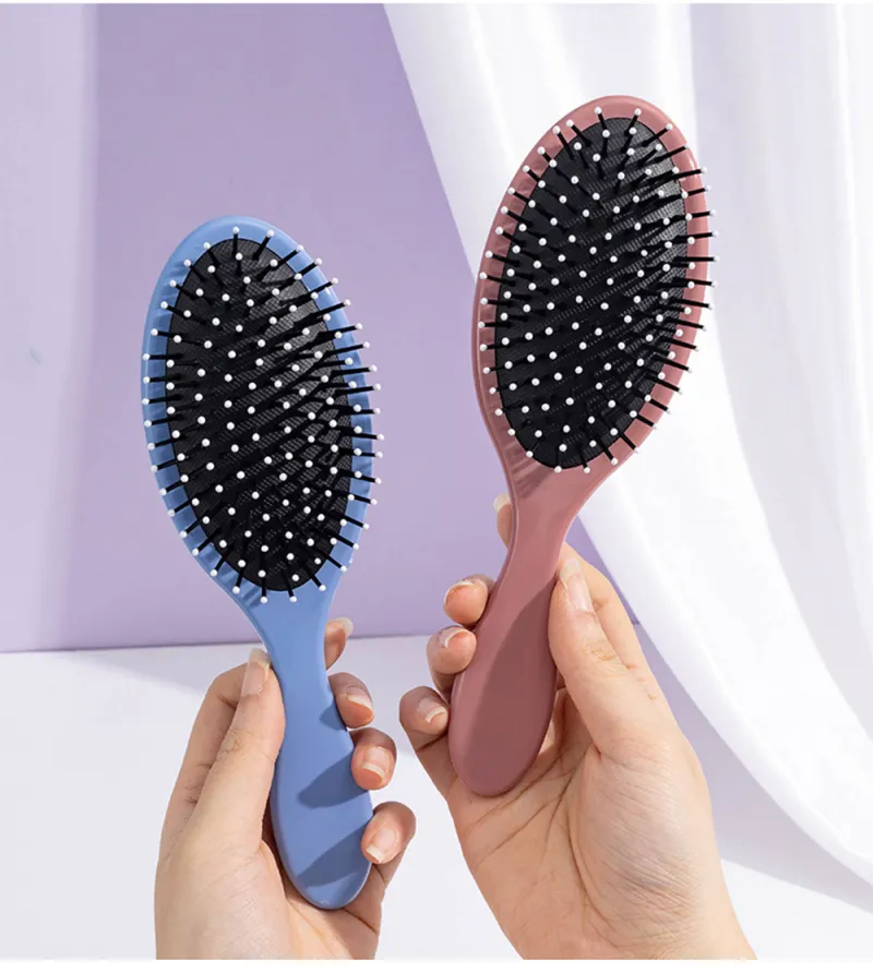 Morandi-style oval massage air-cushion comb, portable, adds volume to the crown, detangles hair smoothly Green S-3