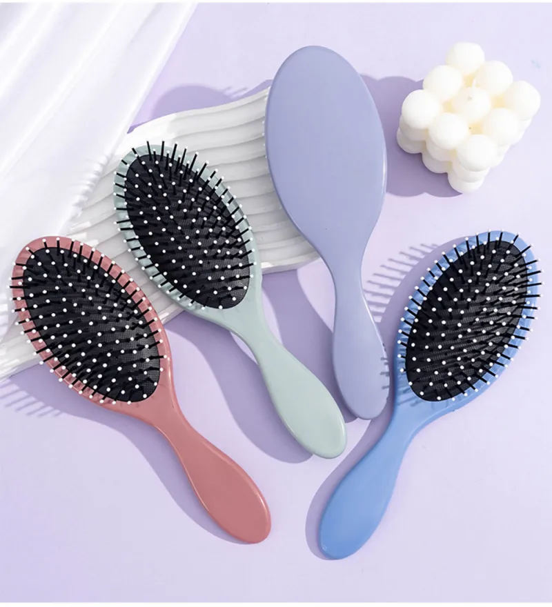 Morandi-style oval massage air-cushion comb, portable, adds volume to the crown, detangles hair smoothly Green S-4