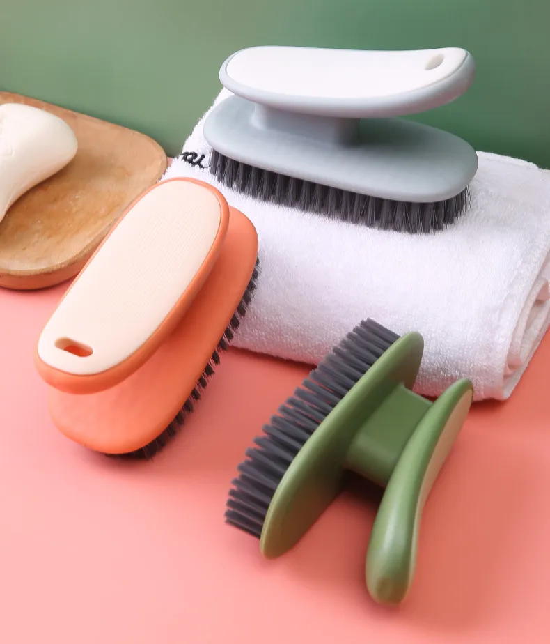 Multi-functional Household Cleaning Brush, Lint-Free Laundry Brush, Soft Bristle Shoe Brush Gray-1