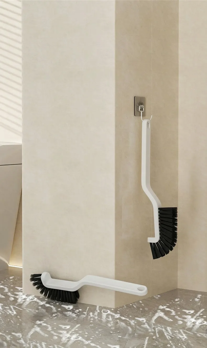 Multi-functional long narrow gap cleaning brush, hard bristle brush for cleaning corners and crevices in bathrooms, kitchens, and windows. White-1