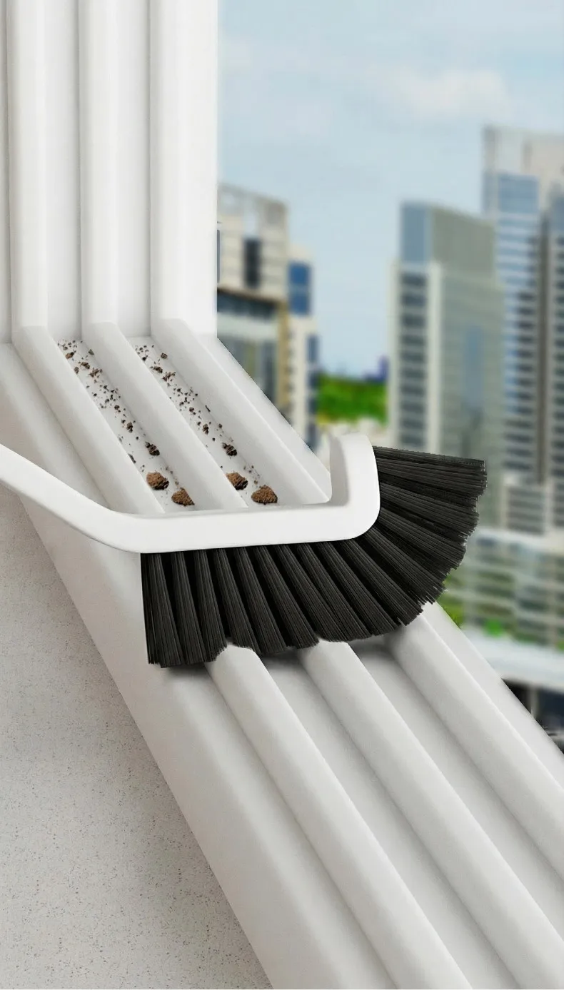 Multi-functional long narrow gap cleaning brush, hard bristle brush for cleaning corners and crevices in bathrooms, kitchens, and windows. White-2