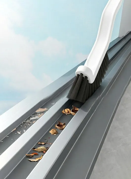 Multi-functional long narrow gap cleaning brush, hard bristle brush for cleaning corners and crevices in bathrooms, kitchens, and windows. White-4