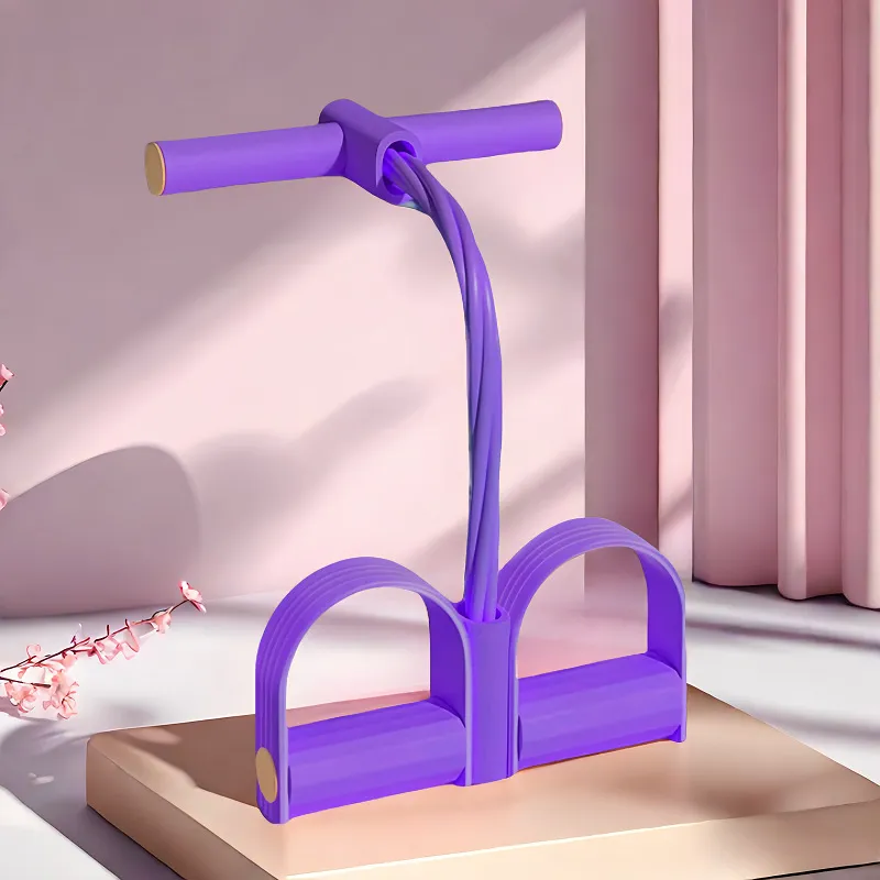 Multifunction Tension Rope, Elastic Yoga Pedal Puller Resistance Band, Natural Latex Tension Rope Fitness Equipment, for Abdomen/Waist/Arm/Leg Stretching Slimming Training - Multicolor Purple-2