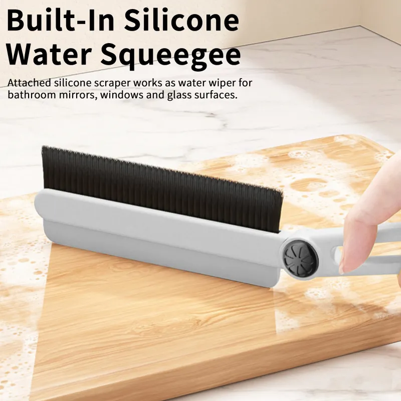 Multifunctional adjustable handle household crevice brush, stovetop brush, popular online cleaning brush with squeegee. White-4