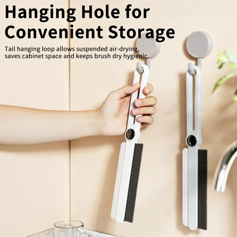 Multifunctional adjustable handle household crevice brush, stovetop brush, popular online cleaning brush with squeegee. White-5