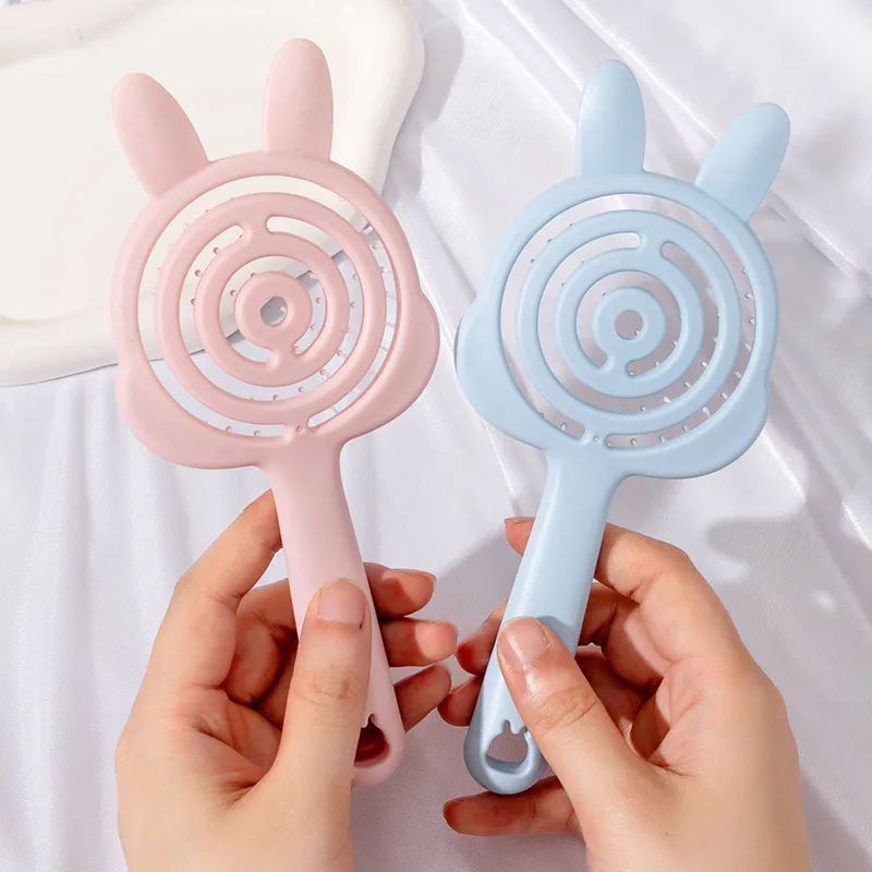 New Cartoon Ins Style Comb, Portable Hollow Design, Cat Paw-shaped Massage Soft Teeth Comb Pink L-2