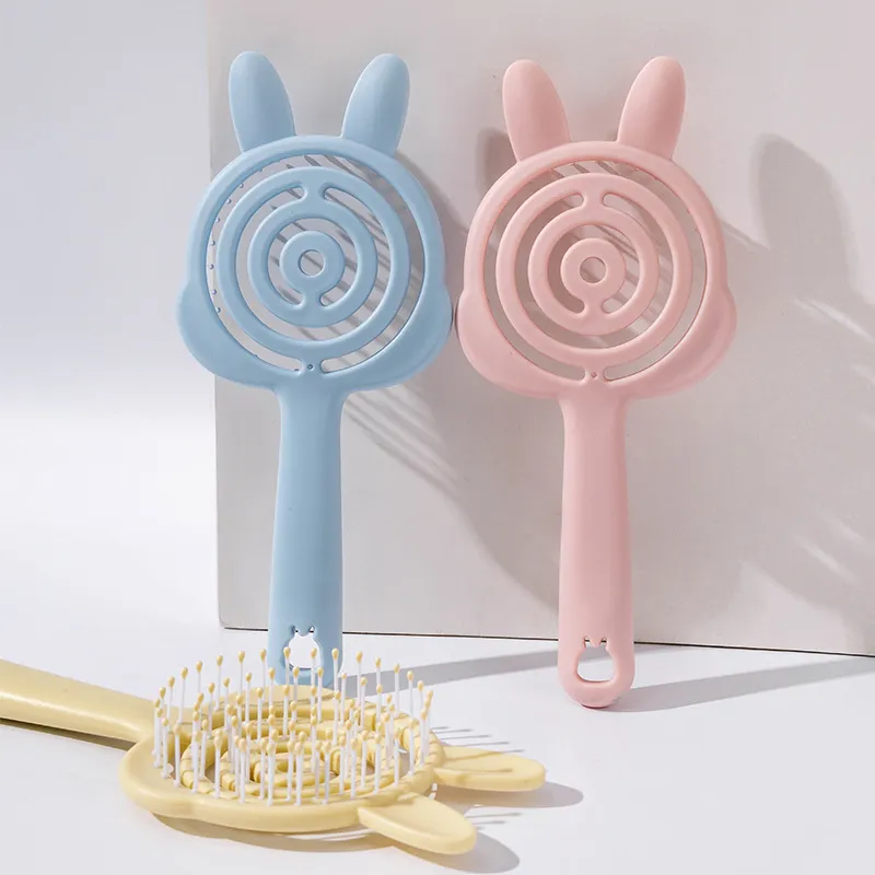 New Cartoon Ins Style Comb, Portable Hollow Design, Cat Paw-shaped Massage Soft Teeth Comb Pink L-3