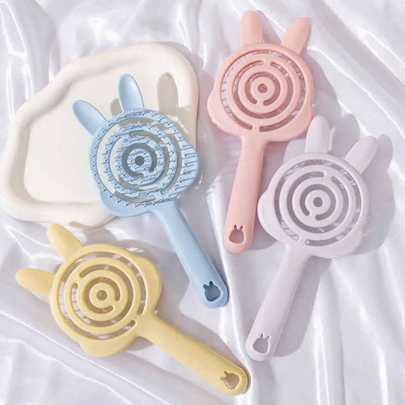 New Cartoon Ins Style Comb, Portable Hollow Design, Cat Paw-shaped Massage Soft Teeth Comb Pink L-4