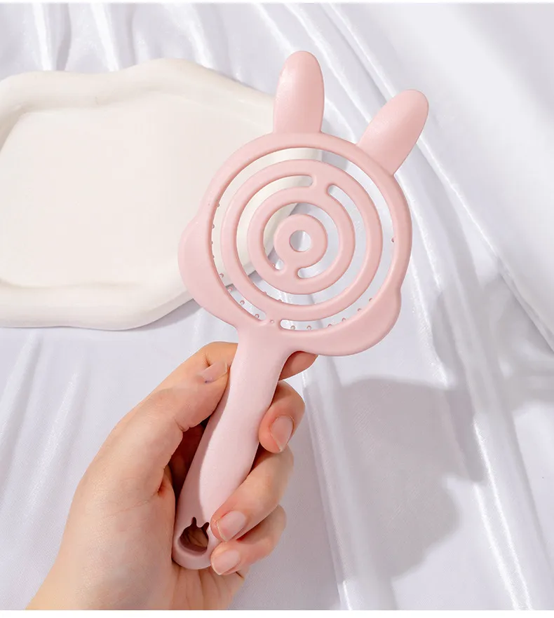 New Cartoon Ins Style Comb, Portable Hollow Design, Cat Paw-shaped Massage Soft Teeth Comb Pink L-1