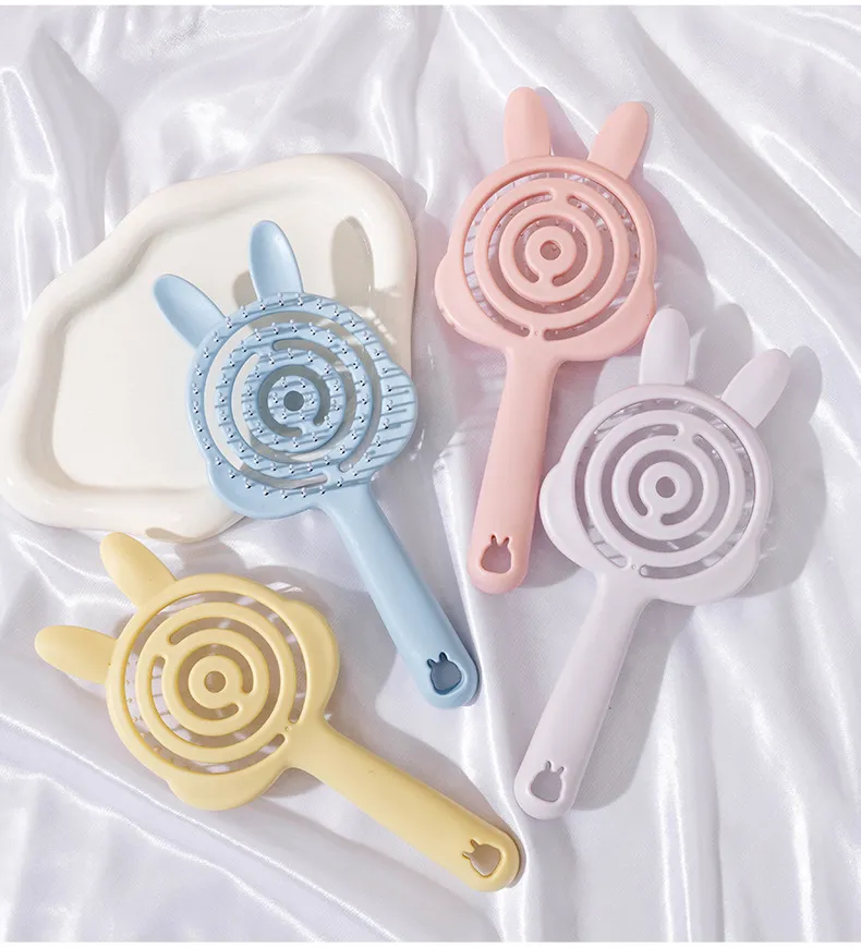 New Cartoon Ins Style Comb, Portable Hollow Design, Cat Paw-shaped Massage Soft Teeth Comb Pink L-5