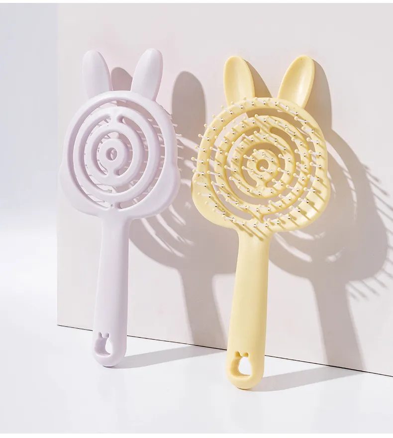 New Cartoon Ins Style Comb, Portable Hollow Design, Cat Paw-shaped Massage Soft Teeth Comb Yellow L-2