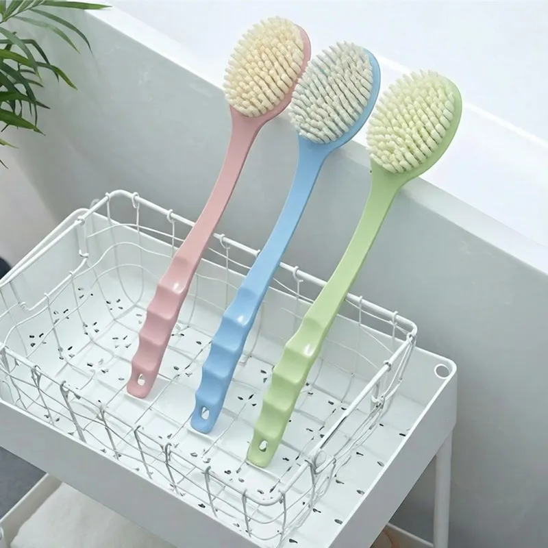 New Home Bath Brush Shower Brush Long Handle Comfortable Soft Bristle Back Scrubber Body Scrubbing Tool Blue-2