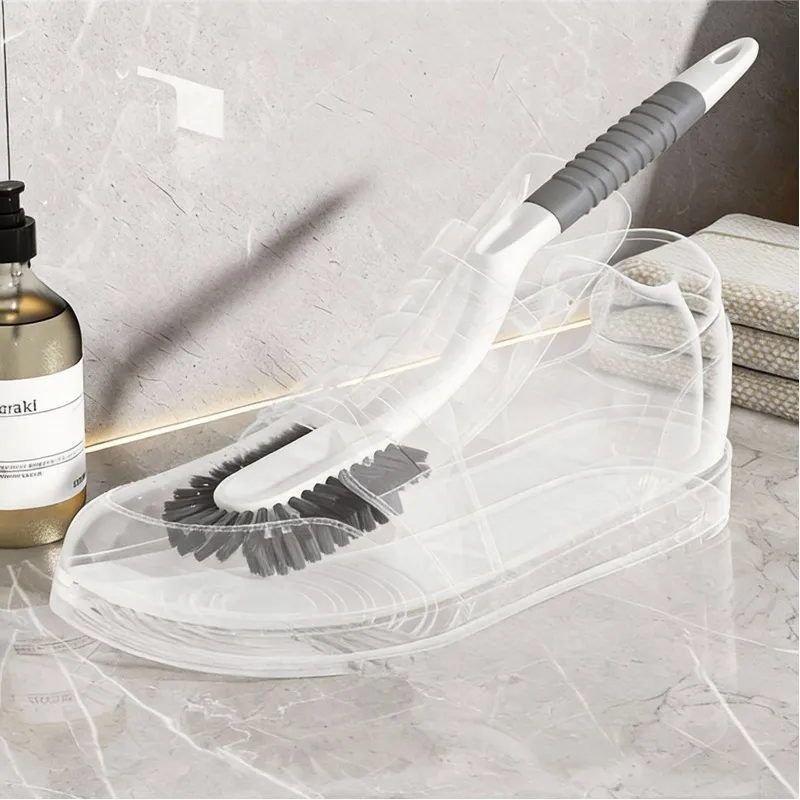 New long-handled stiff-bristle shoe cleaning brush for home use, plastic brush White-3