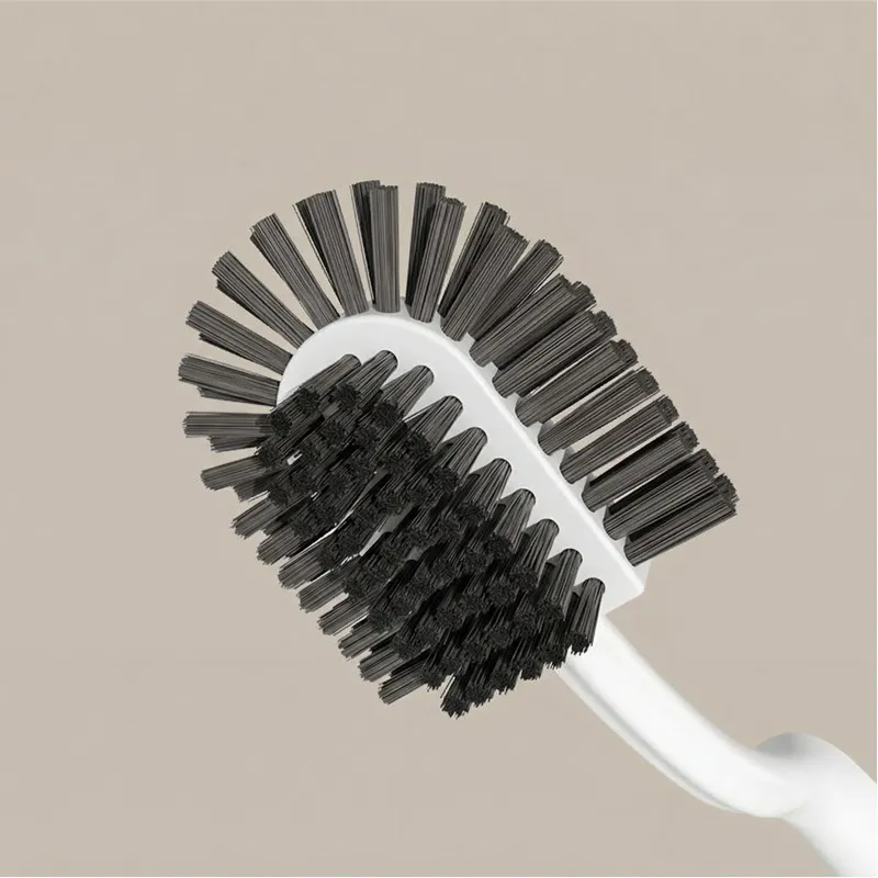 New long-handled stiff-bristle shoe cleaning brush for home use, plastic brush White-4