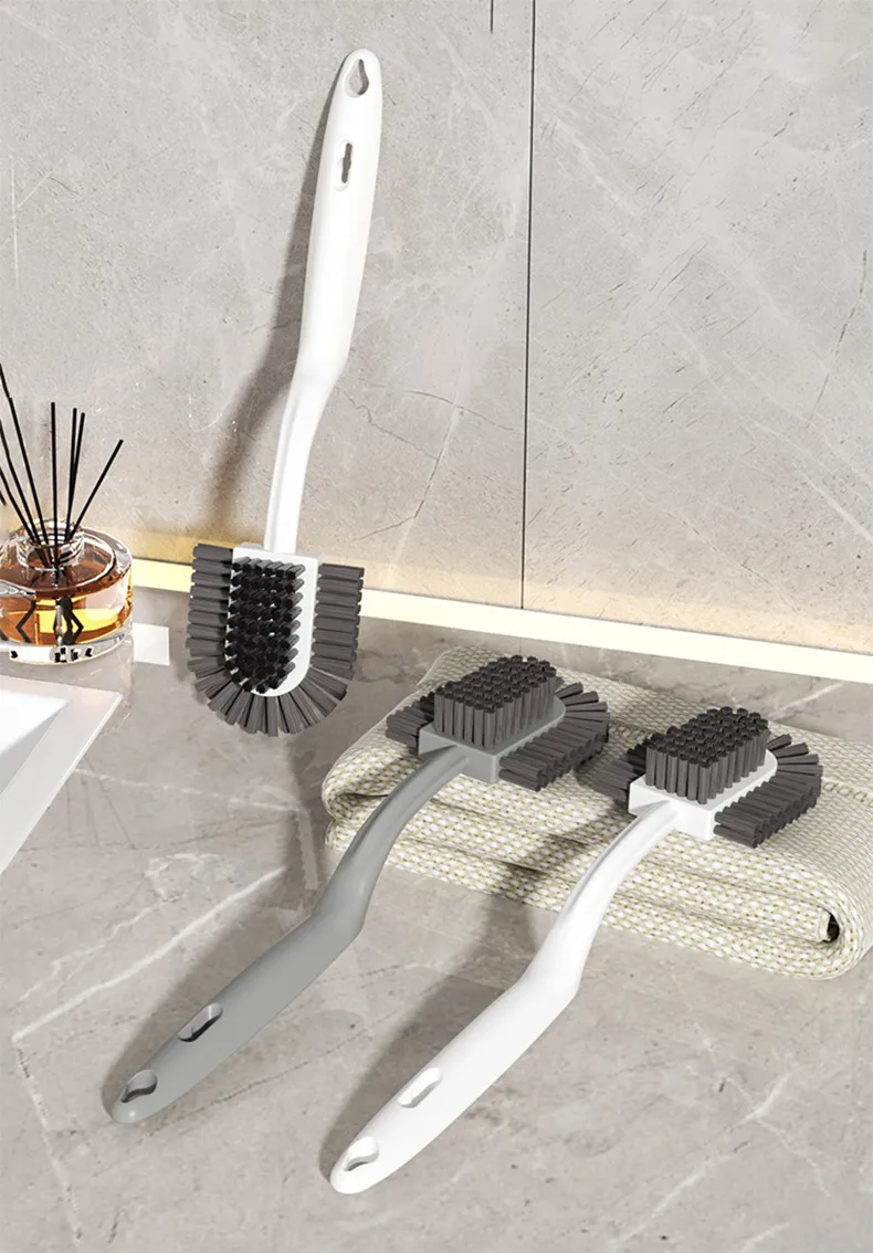 New long-handled stiff-bristle shoe cleaning brush for home use, plastic brush White-1