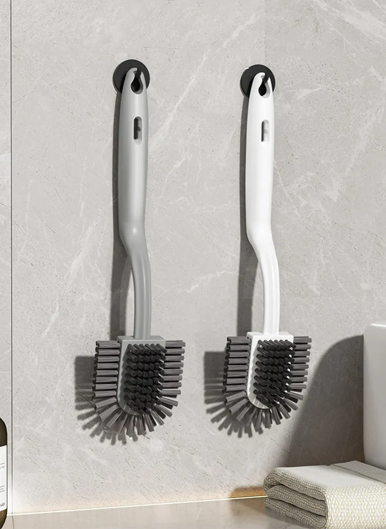 New long-handled stiff-bristle shoe cleaning brush for home use, plastic brush White-2