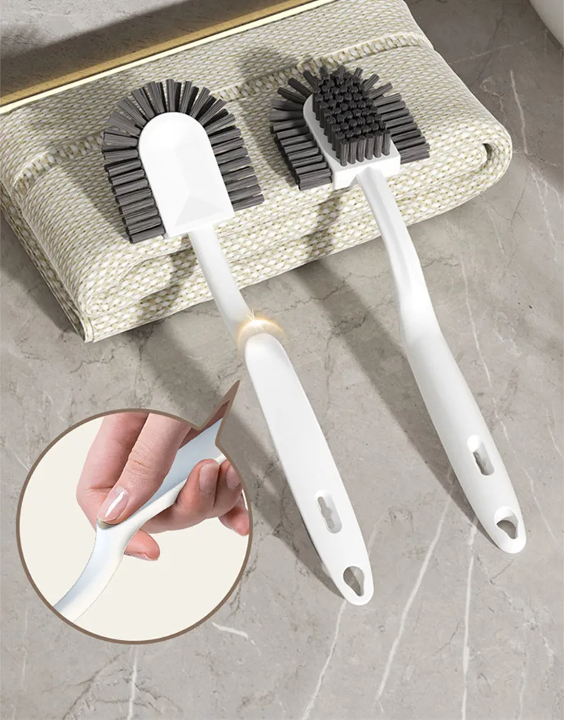 New long-handled stiff-bristle shoe cleaning brush for home use, plastic brush White-5