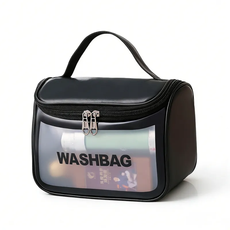 New transparent makeup bag PVC toiletry storage bag for shower, swimming, and beach, trendy PU frosted bag
